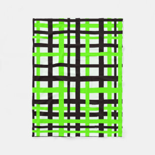 Manta Polar Rayas de entrelazado Verde Blanco negro