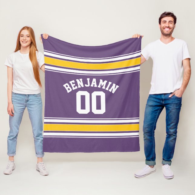 Manta Polar Rayas de Jersey de color amarillo púrpura Número d (In situ)