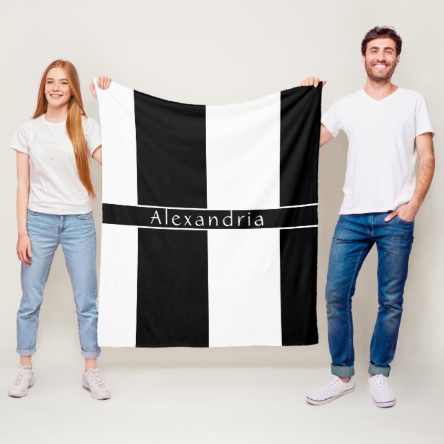 Manta Polar Rayas de moda en blanco y negro (In situ)