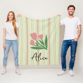 Manta Polar rayas de moda retro color pastel personalizado Ver