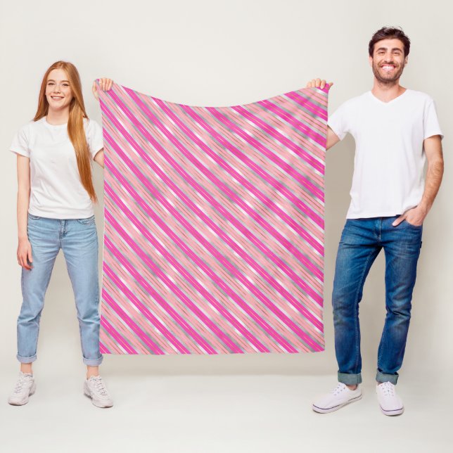 Manta Polar Rayas de Navidad con lámina de rosa, oro y plata e (In situ)