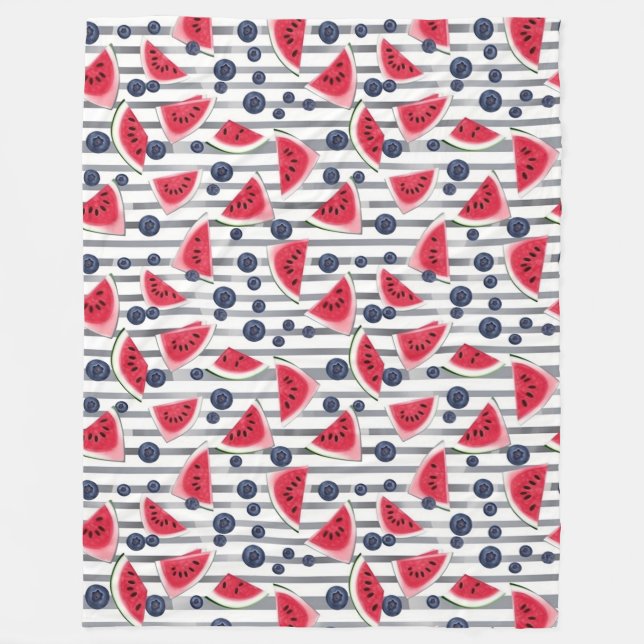 Manta Polar Rayas de sandía de verano (Anverso)