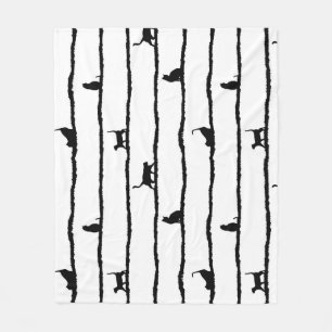 Manta Polar Rayas de silueta de gato Patrón dibujado a mano ab