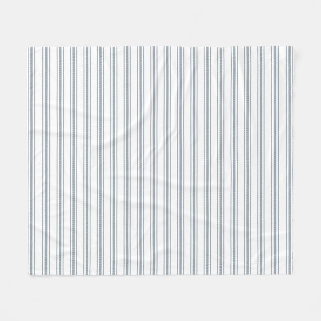 Manta Polar Rayas de Ticking Azul Francés (Frente (Horizontal))