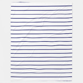 Manta Polar Rayas delgadas, azul marino sobre blanco