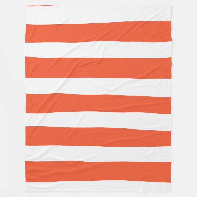 Manta Polar Rayas Desiguales - Naranja y Blanco (Anverso)