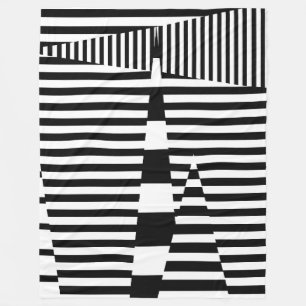 Manta Polar Rayas en franjas en blanco y negro
