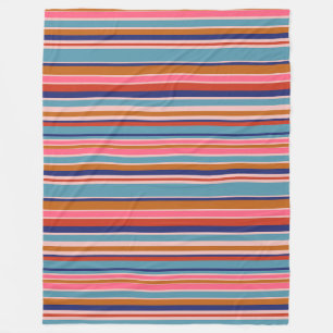 Manta Polar Rayas horizontales retro de terracota rosa azul