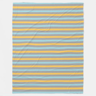 Manta Polar Rayas horizontales turquesa, gris y amarillo