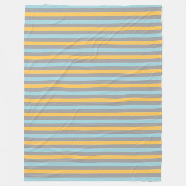 Manta Polar Rayas horizontales turquesa, gris y amarillo (Anverso)