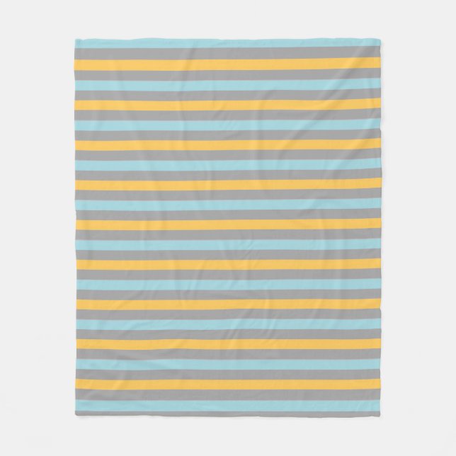 Manta Polar Rayas horizontales turquesa, gris y amarillo (Anverso)