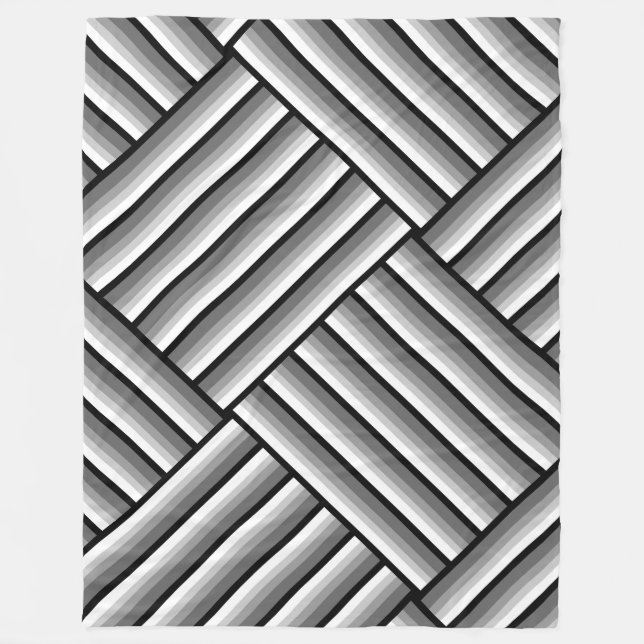 Manta Polar Rayas modernas en negro, blanco y gris - fresco (Anverso)