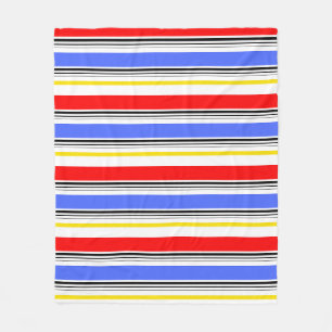 Manta Polar Rayas modernas rojas azules y blancas