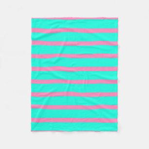 Manta Polar Rayas Pastel Turquesa Azul-Verde Y Rosa