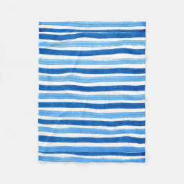 Manta Polar Rayas pintadas a mano en azul y blanco