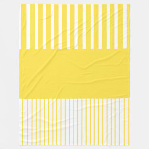 Manta Polar Rayas pop de color - Amarillo limón y blanco