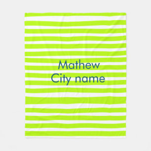 Manta Polar Rayas retro amarillo verde neón añaden nombre ciud