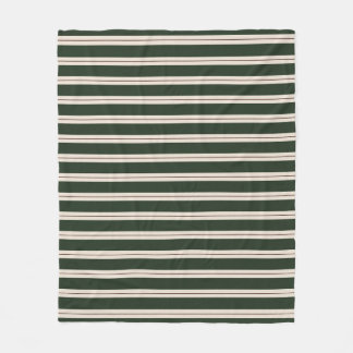 Manta Polar Rayas Retro - Verde Oscuro, Beige y Rojo Oscuro