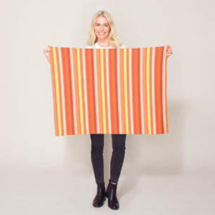 Manta Polar Rayas rojas de naranja suave