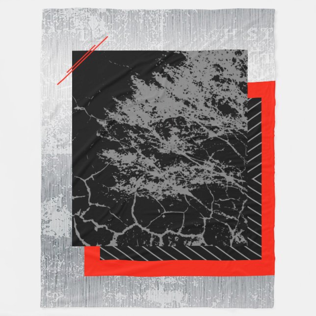 Manta Polar Rayas rojas, negras, negras y grises  (Anverso)