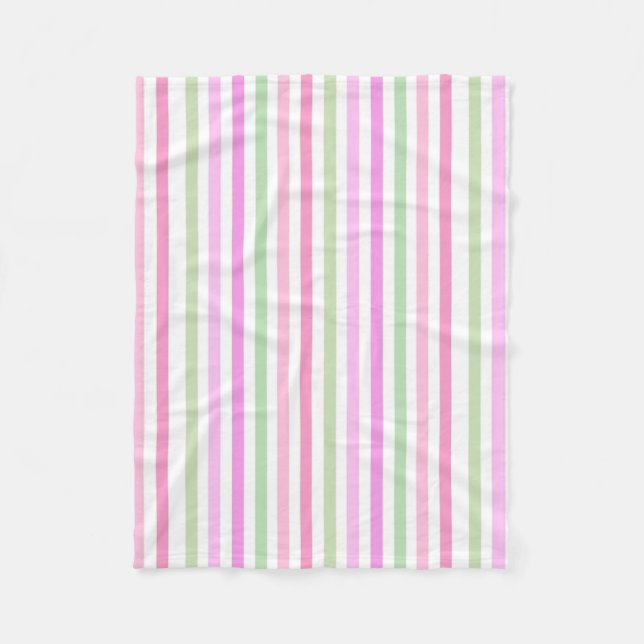 Manta Polar Rayas, rosa, verde (Anverso)