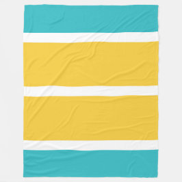 Manta Polar Rayas simples - Turquesa y amarillo