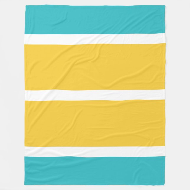 Manta Polar Rayas simples - Turquesa y amarillo (Anverso)