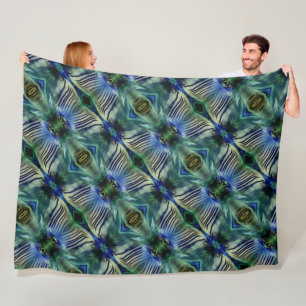 Manta Polar Rayas transversales curvadas en azul y verde llama