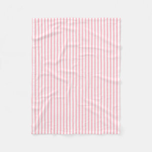 Manta Polar Rayas verticales de pequeño tamaño rosa y blanco
