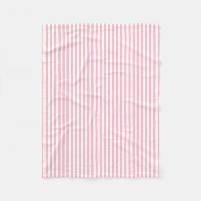 Manta Polar Rayas verticales de pequeño tamaño rosa y blanco (Anverso)