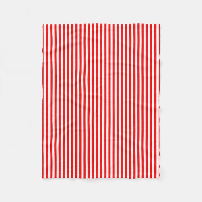 Manta Polar Rayas verticales de tamaño pequeño rojas y blancas (Anverso)