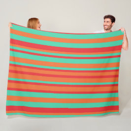 Manta Polar Rayas Vintage Rojas, Naranjas y Turquesas