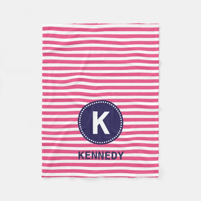 Manta Polar Rayas y azules marinos combinados de las rosas (Anverso)