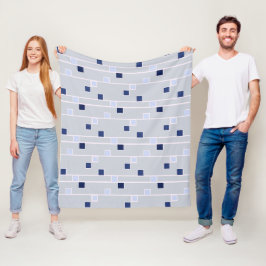 Manta Polar Rayas y cuadrados de azul retro