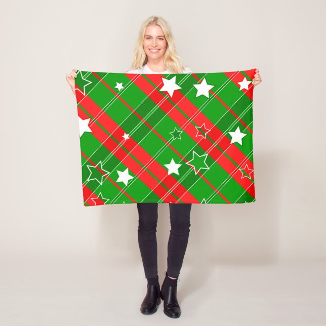 Manta Polar Rayas Y Líneas Rojas Y Verdes (In situ)