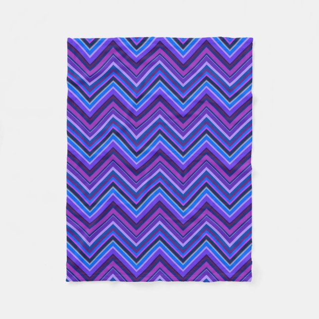 Manta Polar Rayas zigzag azules y violetas (Anverso)
