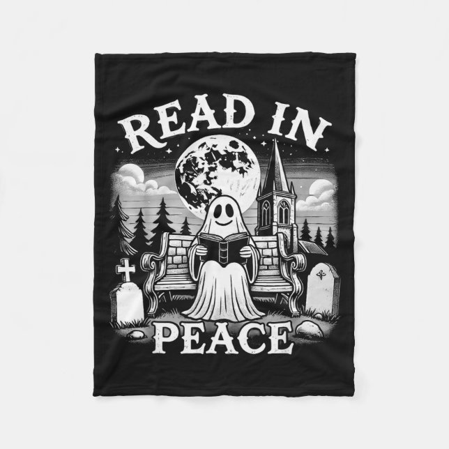 Manta Polar Read In Peace Ghost Reading Books Funny Halloween  (Anverso)