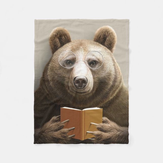 Manta Polar Reader Gift Bear Reading A Book (Anverso)
