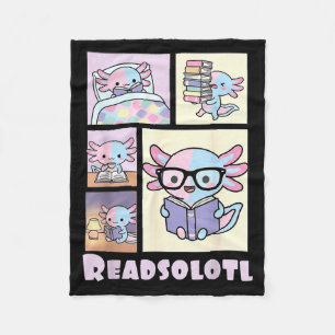 Manta Polar Readsolotl kawaii axolotl amante de los libros div