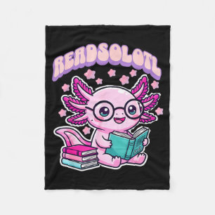 Manta Polar Readsolotl kawaii axolotl divertido libro lectura 