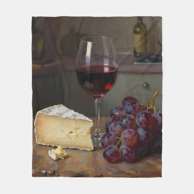 Manta Polar Realistic Red Wine Cheese Grapes Still Life (Anverso)