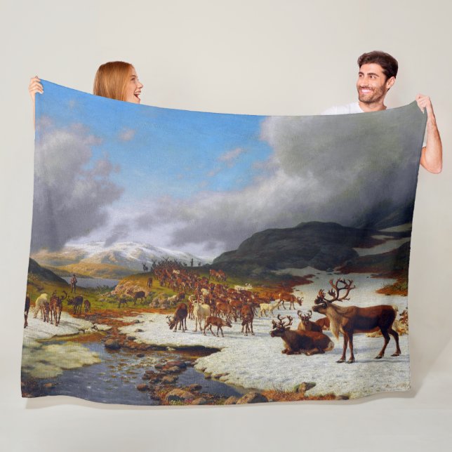 Manta Polar Rebaño de renos en las montañas al norte de Røros (In situ)