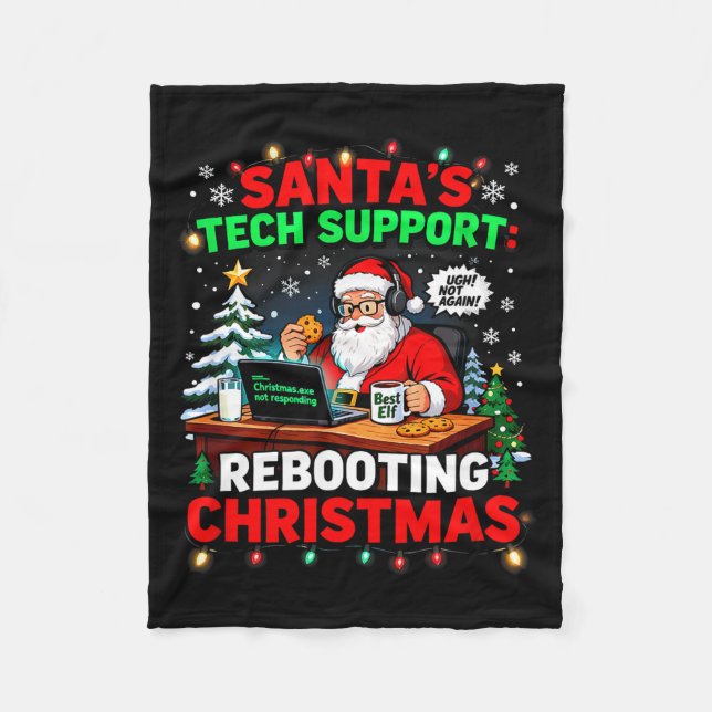 Manta Polar Rebooting Funny Santa's Tech Suprt Christmas Compu (Anverso)