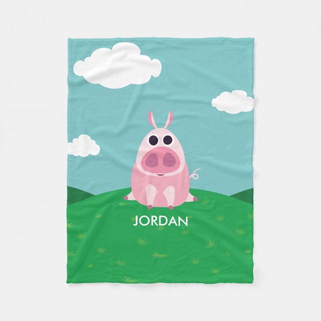 Manta Polar Receloso el cerdo (Anverso)