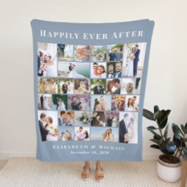 Manta Polar Recién casados 30 Collages de fotos Dusty Blue Bod