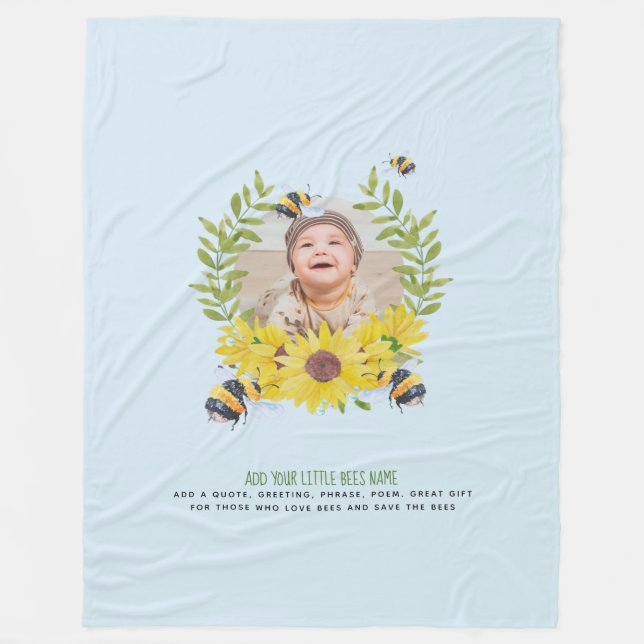 Manta Polar RECIÉN NACIDO PRESUPUESTO FOTO Regalos Abejas gira (Anverso)