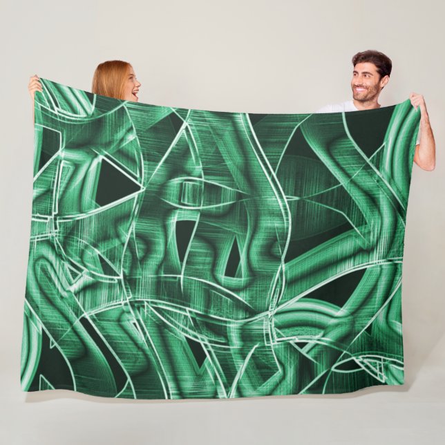Manta Polar Recortes de acrílico verdes cruzados y superpuesto (In situ)