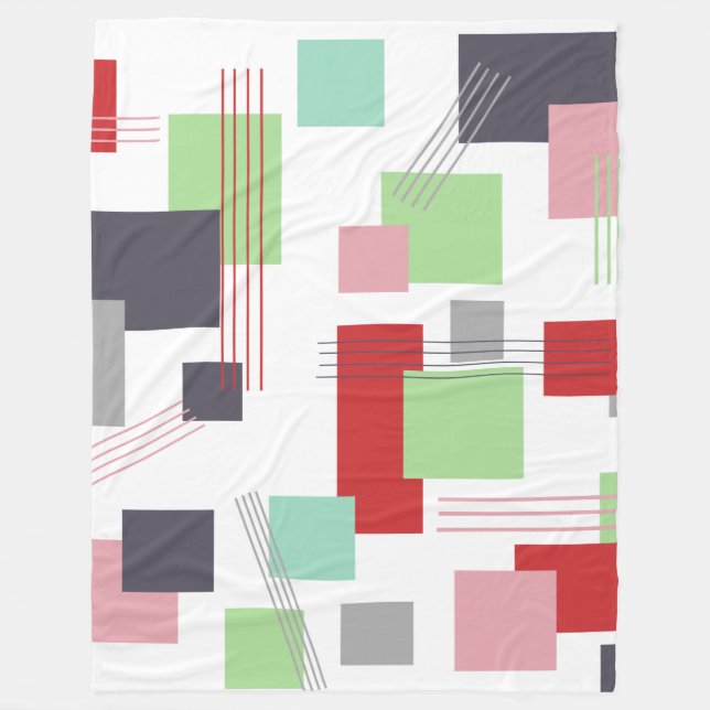 Manta Polar Rectángulos y líneas abstractos (Anverso)