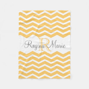 Manta Polar Recuerdo blanco amarillo soleado Chevron del