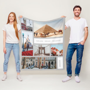 Manta Polar Recuerdos de viaje Foto Keepsake Gris blanco